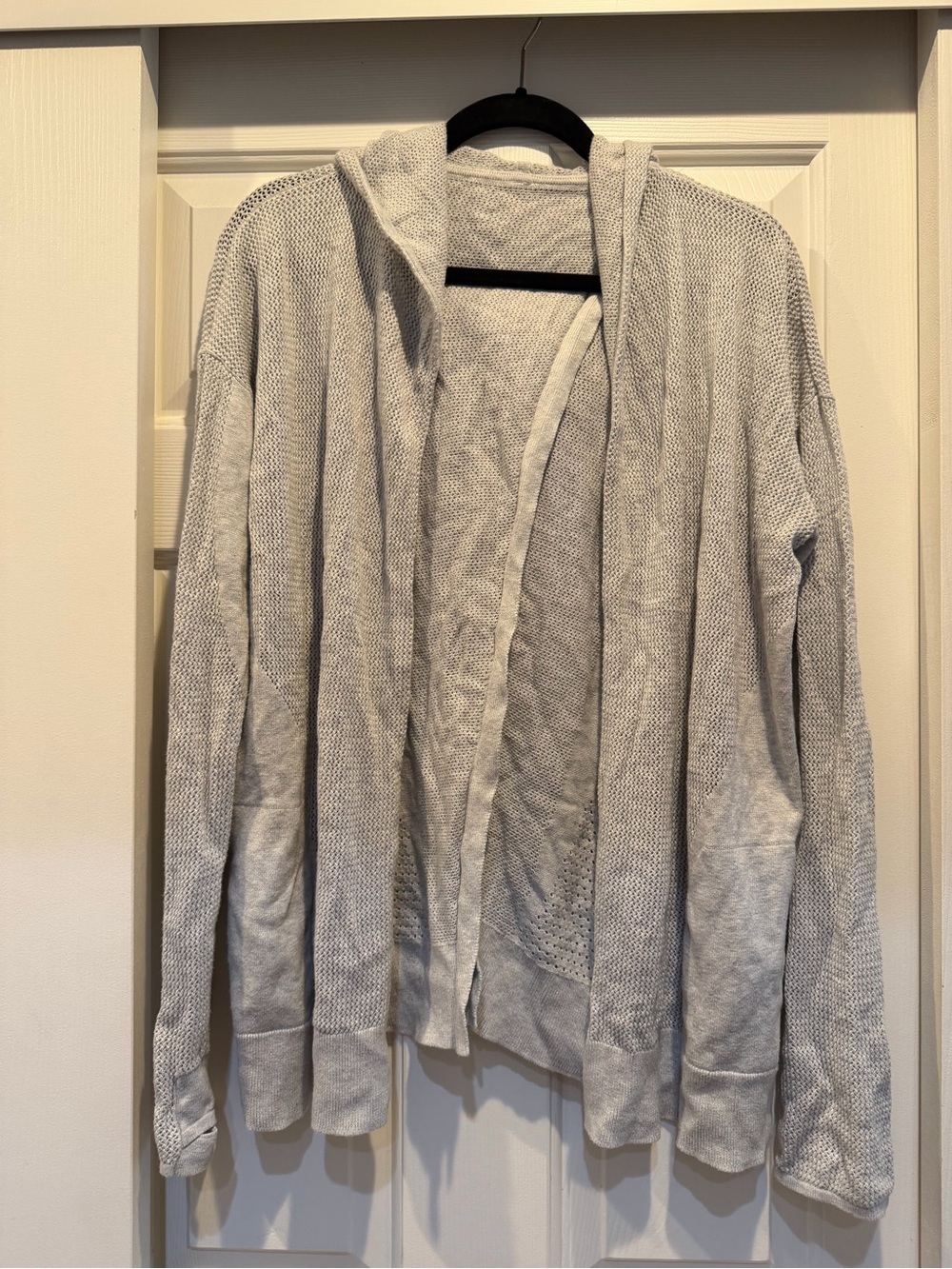 lululemon athletica Light Gray Hooded Open-Front Cardigan